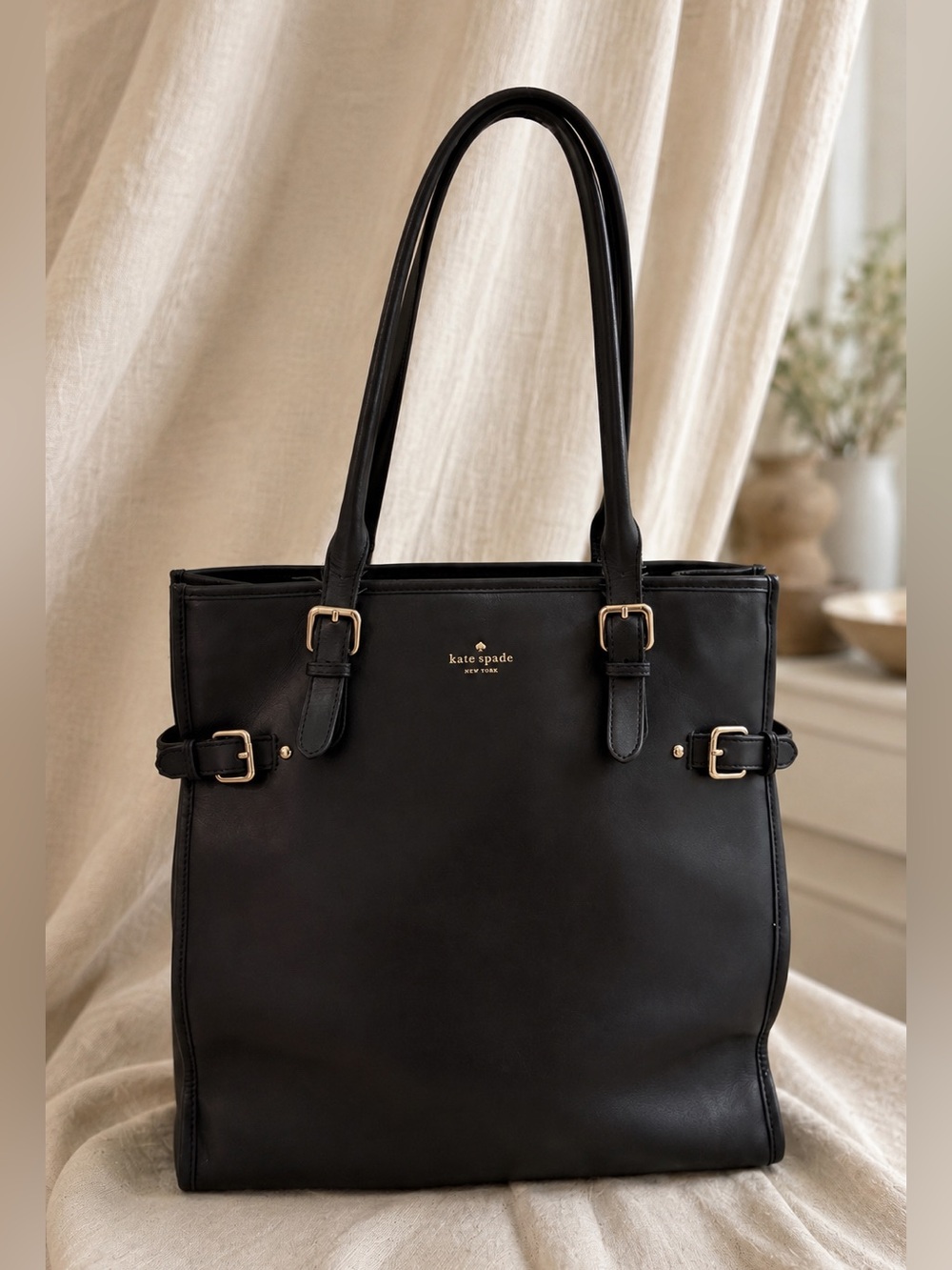 Kate Spade Vanston Dylan Large Black Leather Work Tote Shoulder Bag - Picture 1 of 14